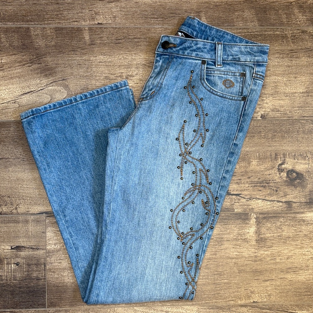 Harley-Davidson Blue Women's Boot Cut Jeans with Stud Embellishment